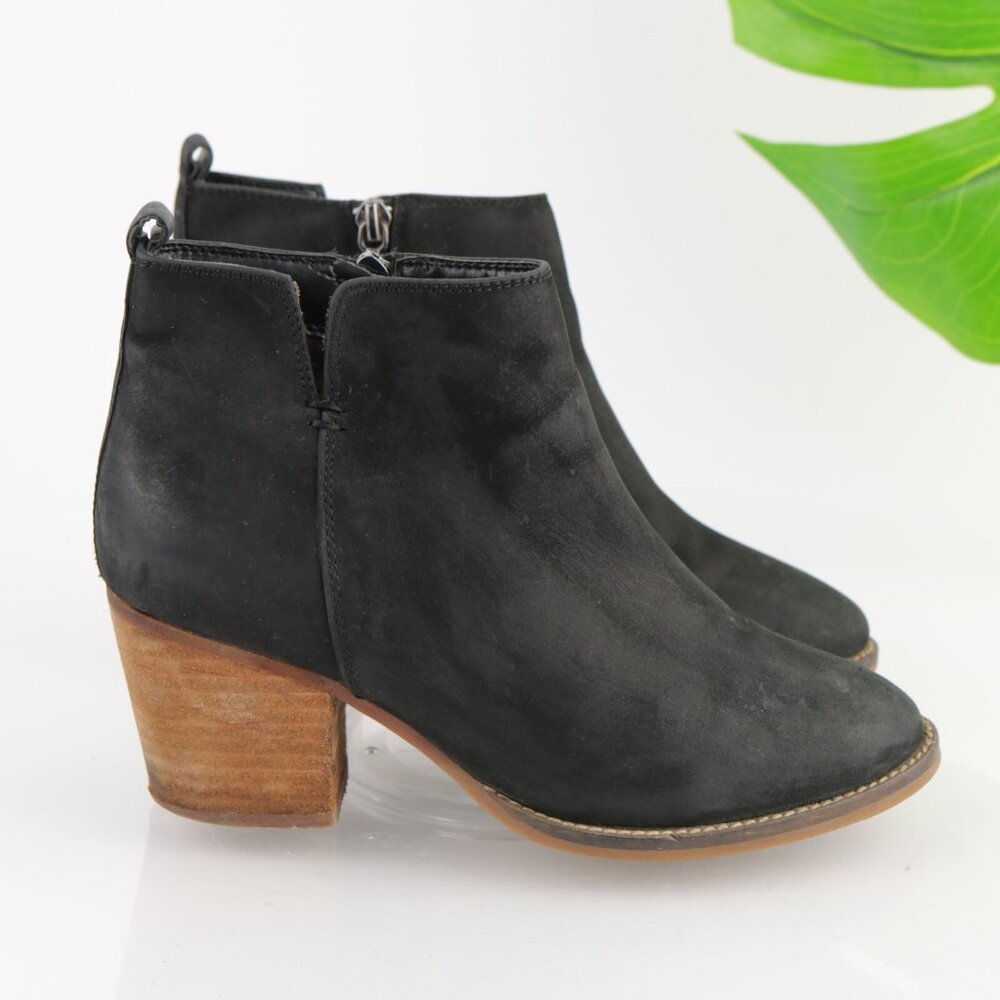 Blondo‎ Womens Norma Boot Size 6.5 Waterproof Black Nubuck Block Heel Bootie